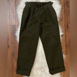 VTG NON STOCK British Army Style Double Pleated Trousers Army Green, Size 30